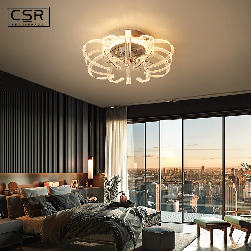 Светодиодный потолочный вентилятор лампа для спальни гостиной встроенные