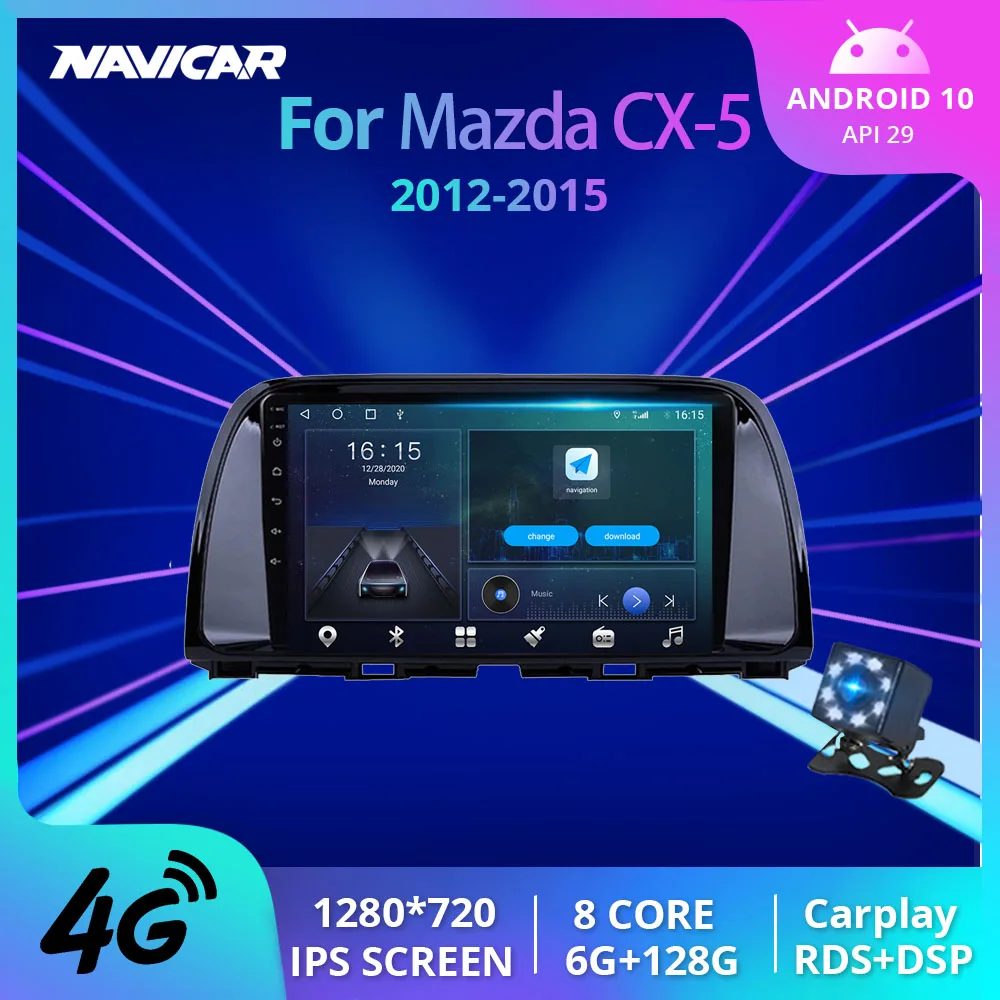 2 Din Android10.0 autoradio per Mazda CX-5 2012 2013 2014 2015 lettore multimediale Bluetooth per auto navigazione GPS schermo Carplay IPS