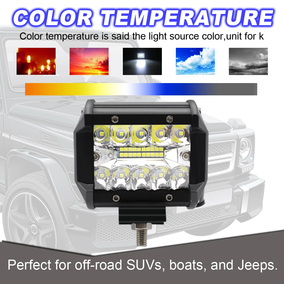 LED 60W 3 rows 4 inch spotlight floodlights driving lights OFF-Road lighting work Refitted Car led headlights | Автомобили и