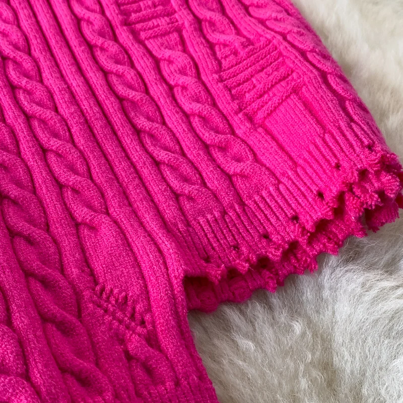 

New Design Twist Knitted Bodycon Dress Women Solid O-neck Sleeveless Tassels Irregluar Slim Stretch Bandage Mini Sweater Dress