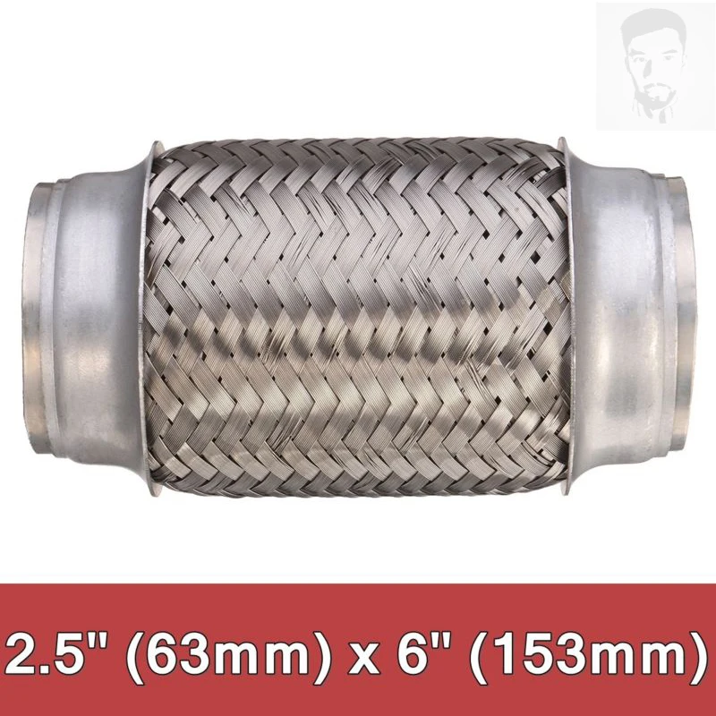 

63*153mm Stainless Steel Car Exhaust Pipe Double Braided Flex Connector Piping