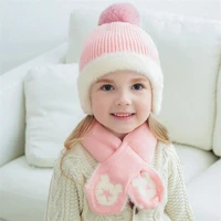kids winter hat and scarf baby warm ribbed kint hat set child 2019 girls boys cotton lnner layer ear protection cap scarves 1 6t