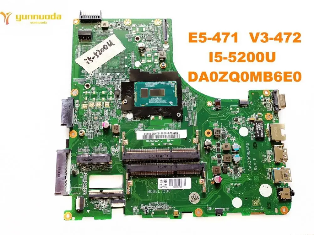 Оригинальный Для ACER E5 471 V3 472P Материнская плата ноутбука 472 I5 5200U DA0ZQ0MB6E0 испытанное