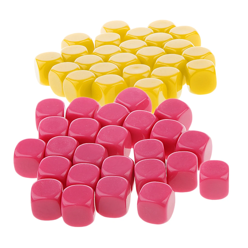 Yellow Rose Red 50 шт. непрозрачные пустые игральные кости D6 Сменные кубики для D& D RPG MTG вечерние настольные игры принадлежности для казино - Цвет: Yellow Rose Red