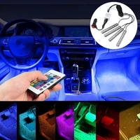 4x full color led interior lighting kit under the dashboard foot car atmosphere light decorative light with seven colors