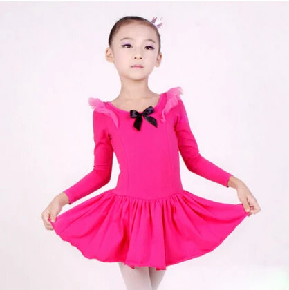 Пышное Хлопковое платье для девочек с длинным рукавом розового и синего цветов |