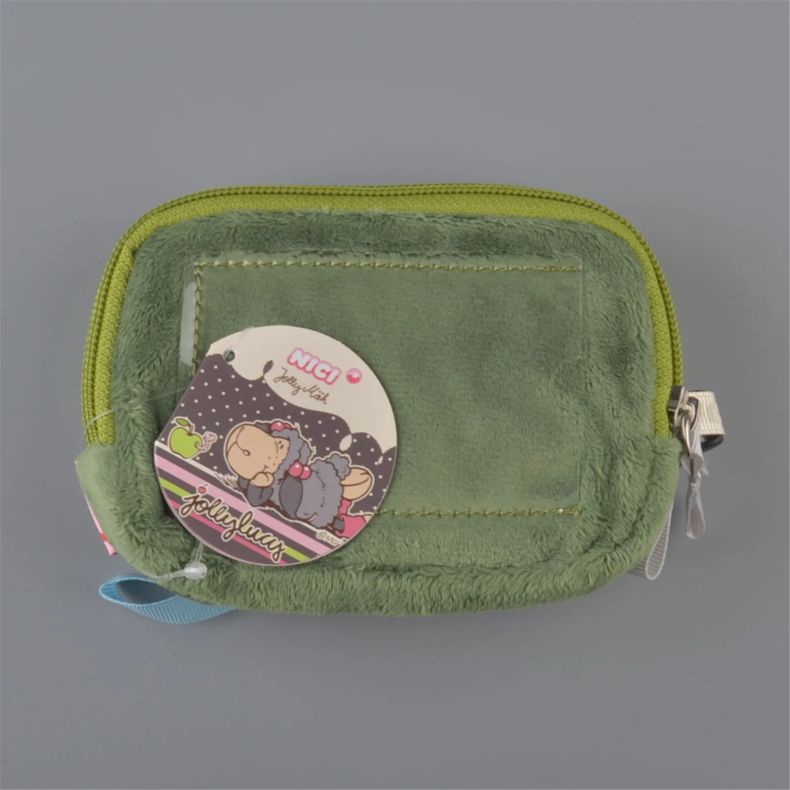 Зеленая кнопка овечья плюшевая сумка для карт кошелек монет мобильного телефона