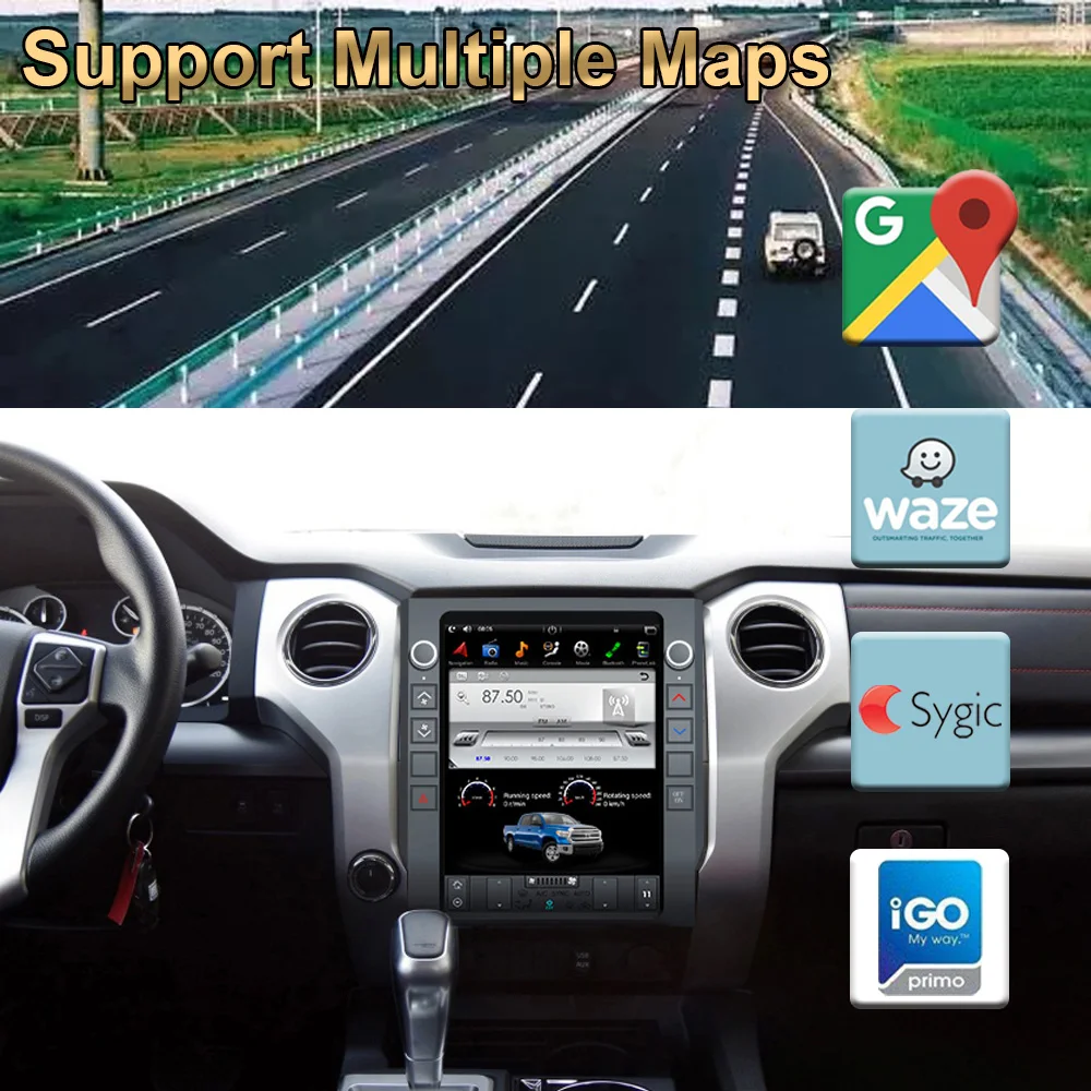 Автомобильный GPS-навигатор в стиле Tesla на Android 9 0 для Toyota Tundra 2014-Радио стерео