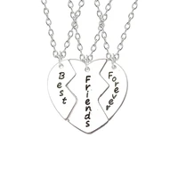 3 pcs set fashion best friend necklace simple splicing heart shaped alloy pendant sweet temperament girl friendship gift 2020