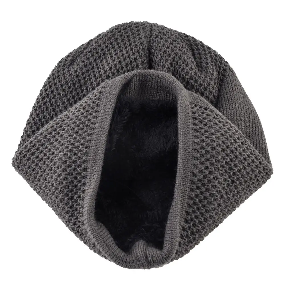 Мужские вязаные шапочки зимняя теплая вязаная шапка с ушками пшеницы модная хип