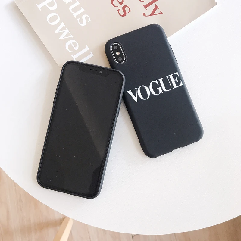 

Luxury fashion magazine Soft silicon cover case for iphone 6 6S 7 7plus 8 8plus X XR XS Max 11 Pro VOGUE black phone coque funda