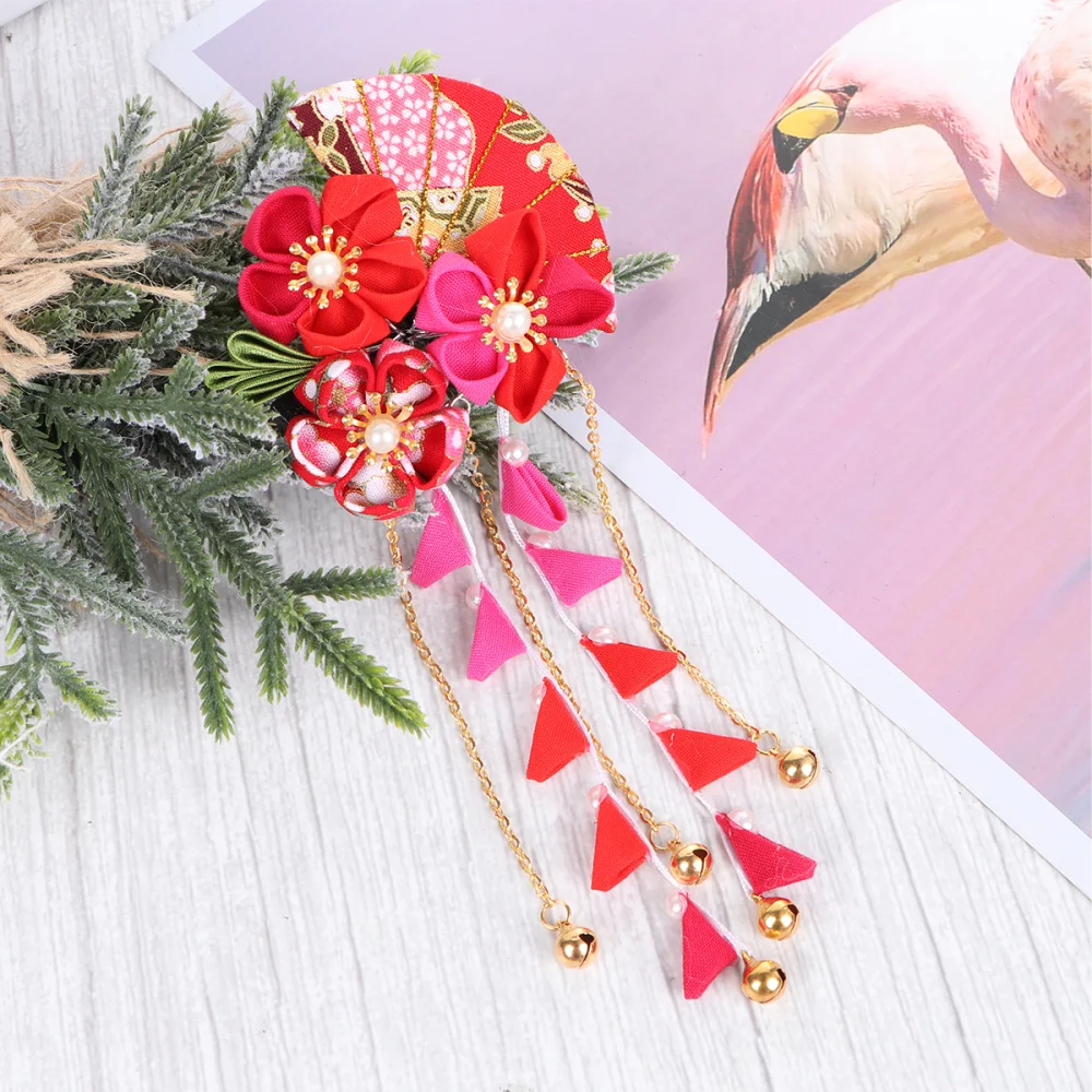 

1pc Japanese Style Hairpin Long Tassel Hair Clip Classical Bridal Headdress Wedding Hair Decoration for Red