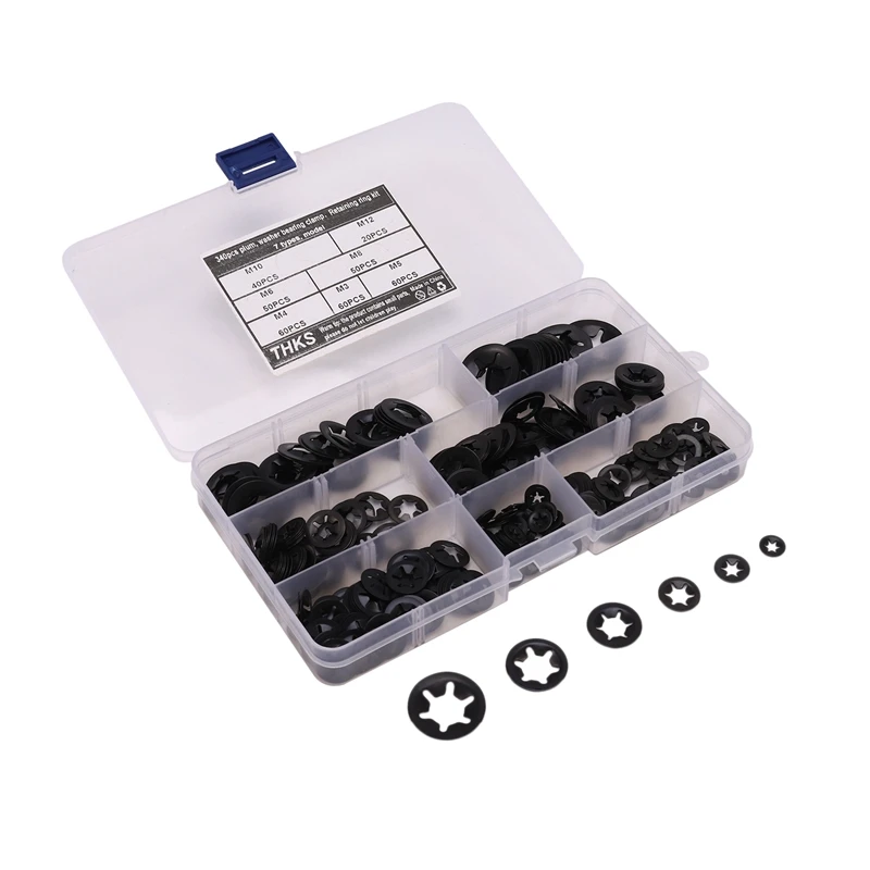 340Pcs Internal Tooth Starlock Washers Lock Assortment Kit Push on Speed Clips Fasteners (7 Size) | Инструменты