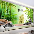 Большой фотообои на заказ, 3D статуя Будды, зеленый бамбуковый лес, пейзаж, для спальни, учебы, гостиной, фон для фотосъемки