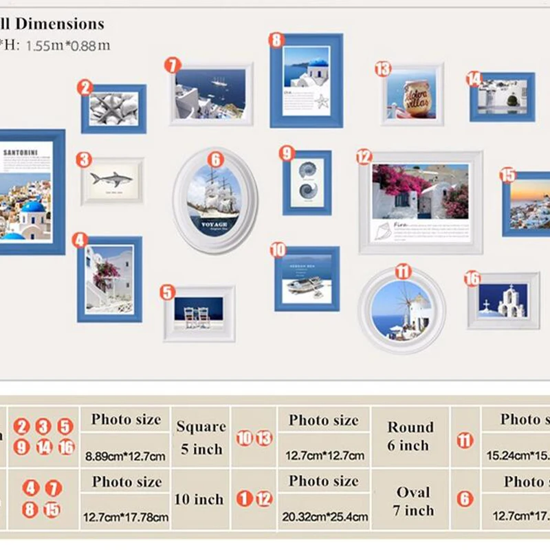 Белая деревянная фоторамка 16 шт. настенная для коллажей фоторамки картины