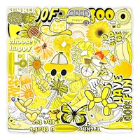 uu gift 2550100 pieces of yellow flower stickers laptop skateboard waterproof kids kawaii travel sticker pack
