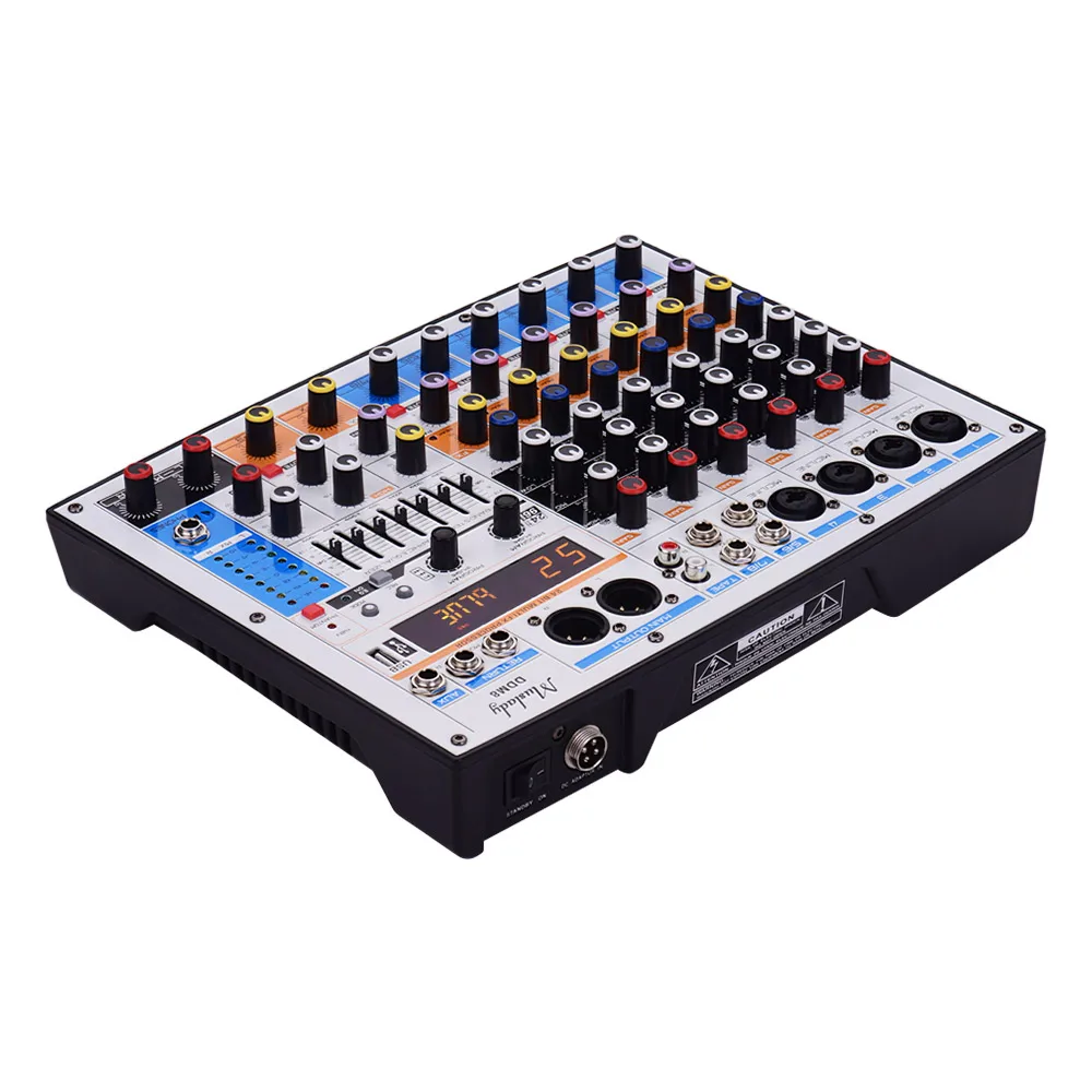 Muslady DDM8 компактный 8 каналов смеситель микшерный пульт с 99 dsp-эффекты 7-полосным