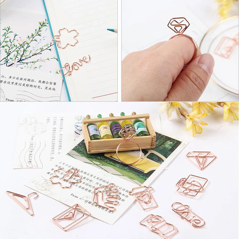 5 шт. зажимы для бумаги из розового золота металлическая Закладка скрепки записей