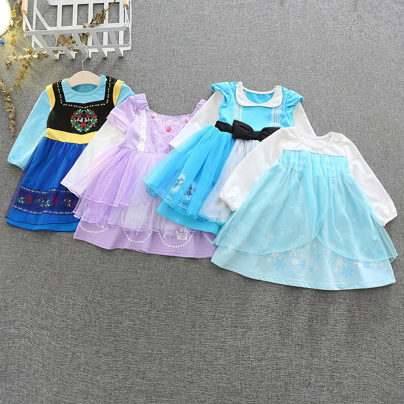 

Girls Dress Autumn 2020 Girls Clothes Long Sleeves Cartoon Embroidery Female Children's Cake Dresses Kids Clothing Formal Gown