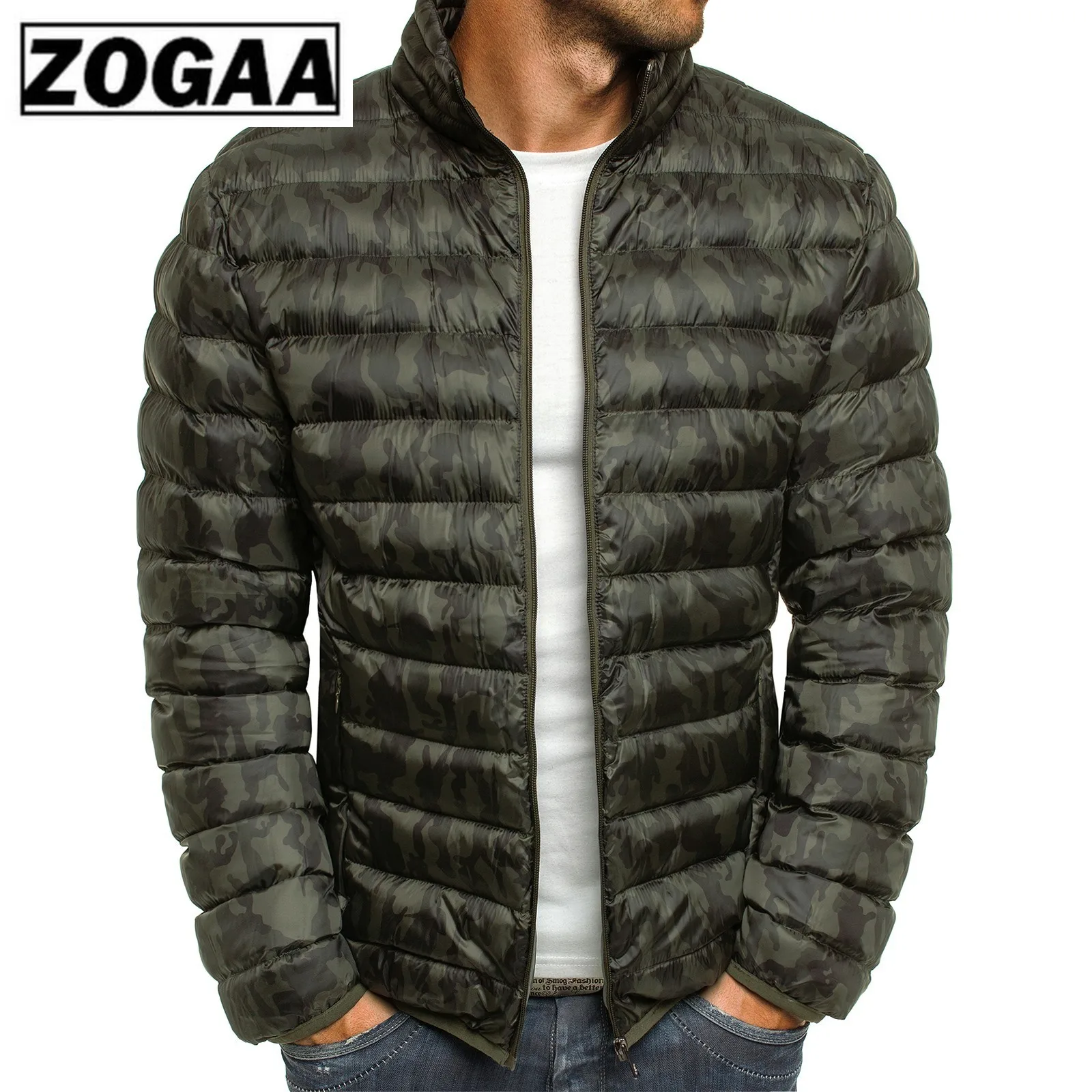 ZOGAA мужские парки 2019 весенне зимняя куртка Повседневная пуховая однотонная на