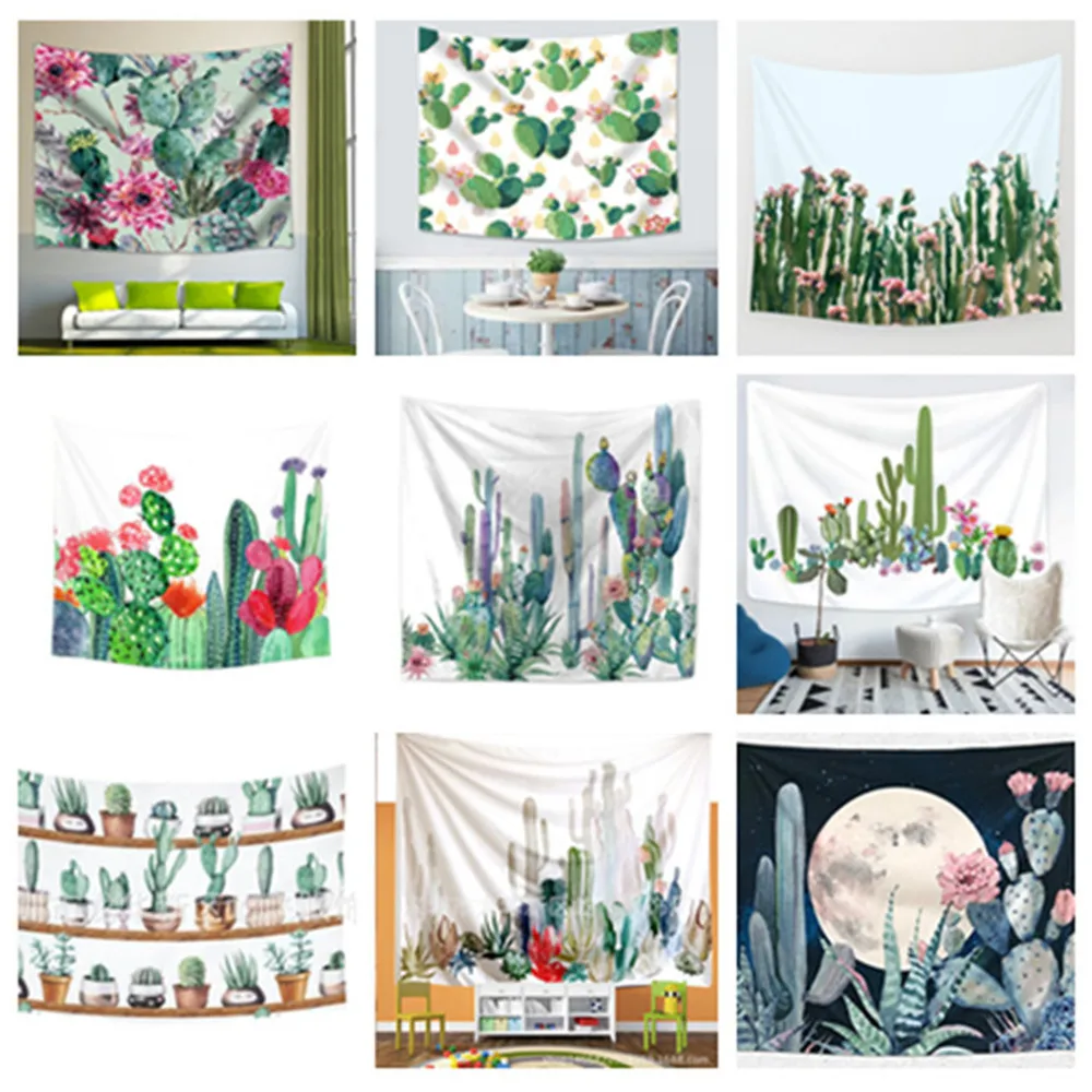 Прямая поставка настенные гобелены с изображением кактуса мандала богемный