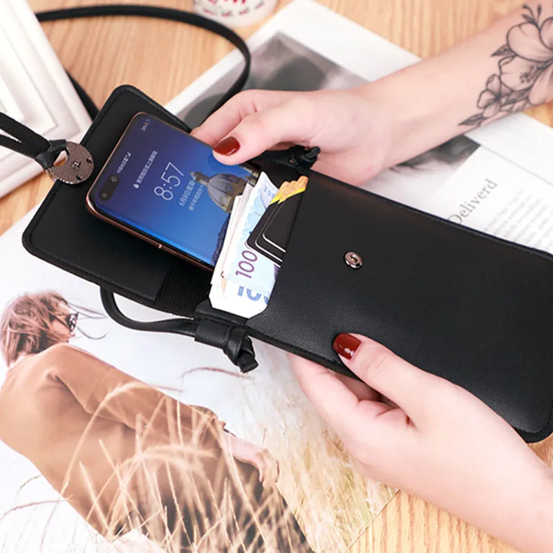 

New Summer Women Outdoor pocket wallet Crossbody Bag Heart Shaped Decorative Mobile Phone Screen Touch Daily