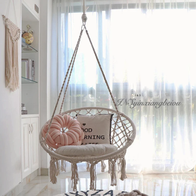 INS Стиль качели кресло с подвесным крюком 110 кг Ёмкость макраме Колыбель для