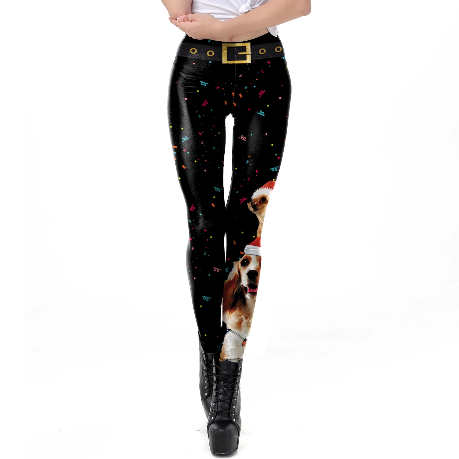 

Black Printing Women Legging Festival Animal Print Leggings Cute Fashion Trousers Elastic New Designed Workout Pants Christmas
