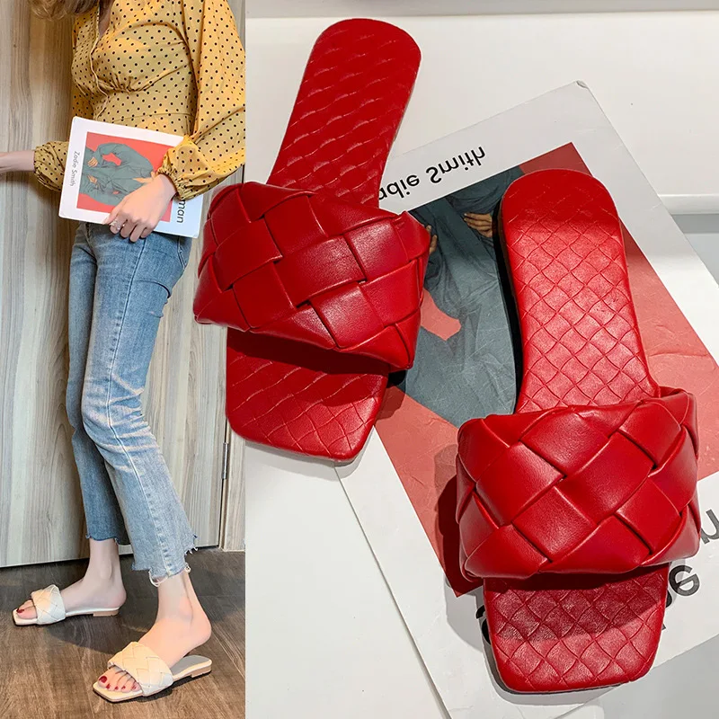 Женские тапочки с открытым носком повседневные шлепанцы Женская кожаная