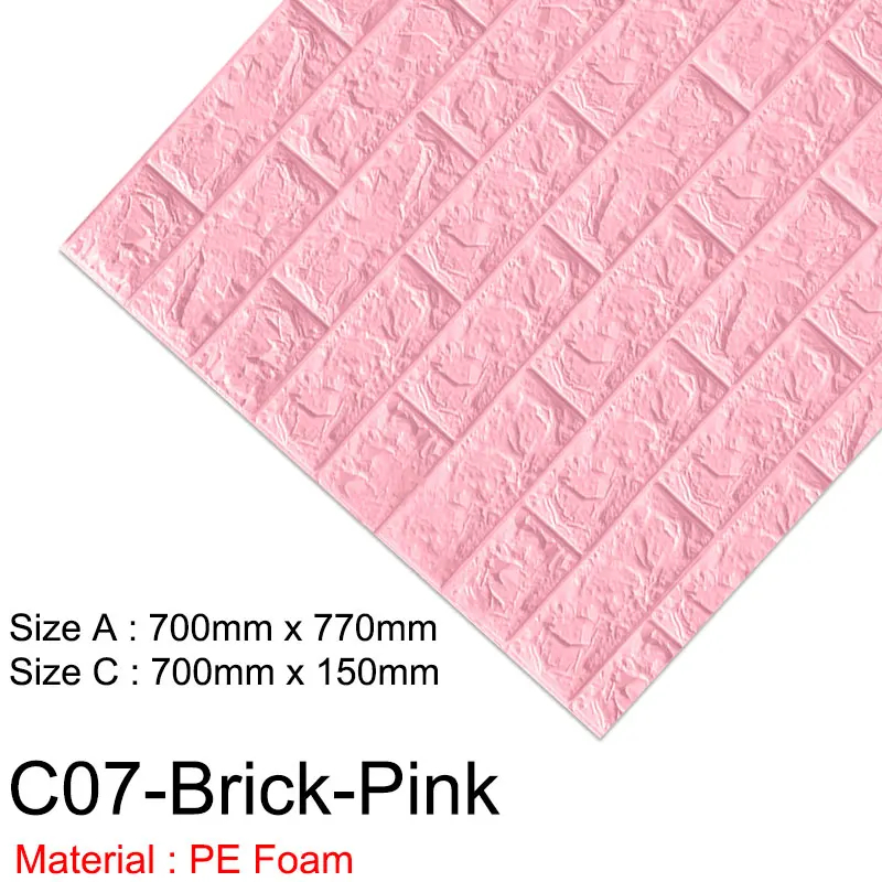 CO7-Brick-Pink 3D обои, кирпичная мраморная Водонепроницаемая настенная бумага, 3D декор для спальни, детской комнаты, гостиной, обои, сделай сам, самоклеющаяся бумага - Цвет: CO7-Brick-Pink
