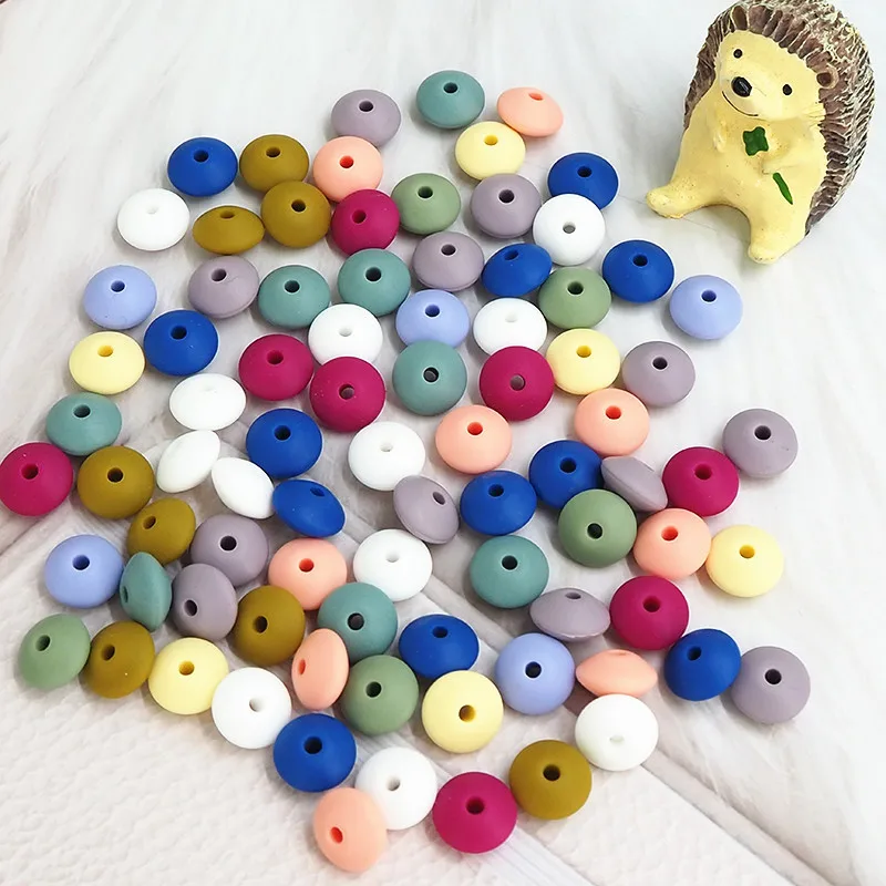 Chenkai-Cuentas de lentejas de silicona para beb&eacute;, joyer&iacute;a de chupete de lactancia, juguete colgante, cuentas sin BPA, 14x8mm, 100 Uds.-3