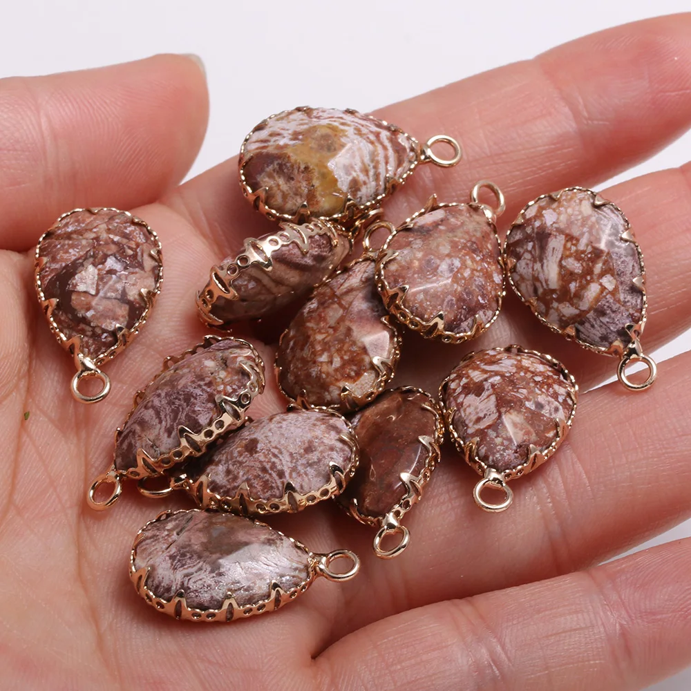 

1pcs Natural Stone Charms Pendants Lace Medical Stone Drop-shaped Faceted for Jewelry Making DIY Nacklace Earring 13x23mm