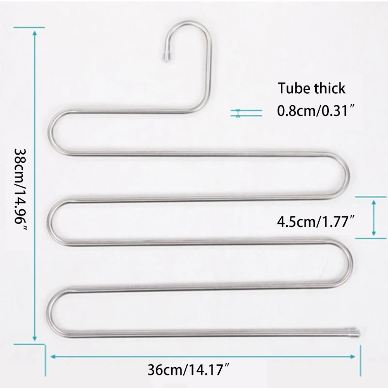 

Pants Rack Pants hanger Stainless Steel Five-layer S-shaped Non-slip scarf neckerchief tie Towel Storage Shelf