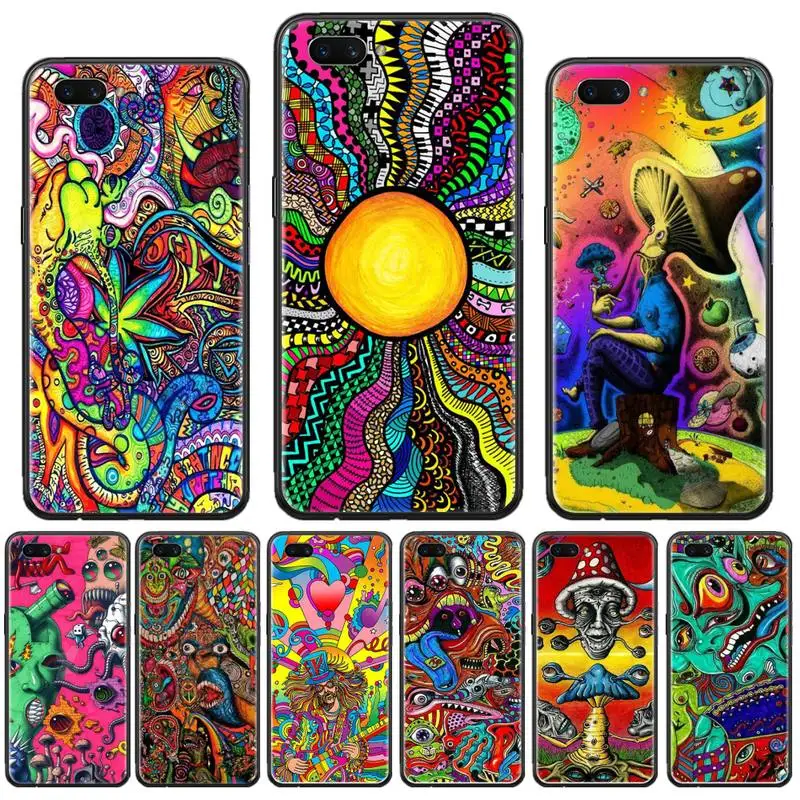 

Psychedelic Trippy Abstract visual art Phone Case For OPPO F 1S 7 9 K1 A77 F3 RENO F11 A5 A9 2020 A73S R15 REALME PRO cover