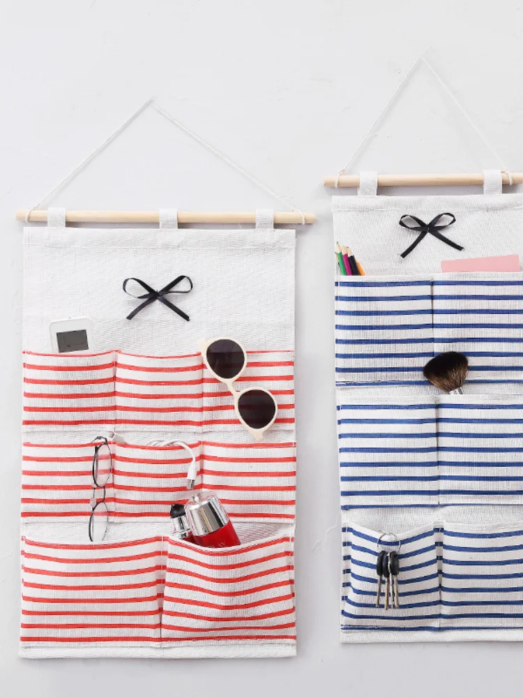 

6/8 Pockets Cotton Linen Fabric Wall Door Hanging Bag Organizer Storage Pouches Wardrobe Closet Storage Bag Sundries Pouches