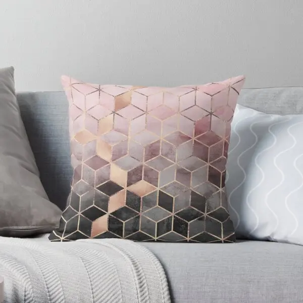 

Pink And Grey Gradient Cubes Soft ative Throw Pillow Cover Print Pillow Case Waist Cushion Pillows NOT Included