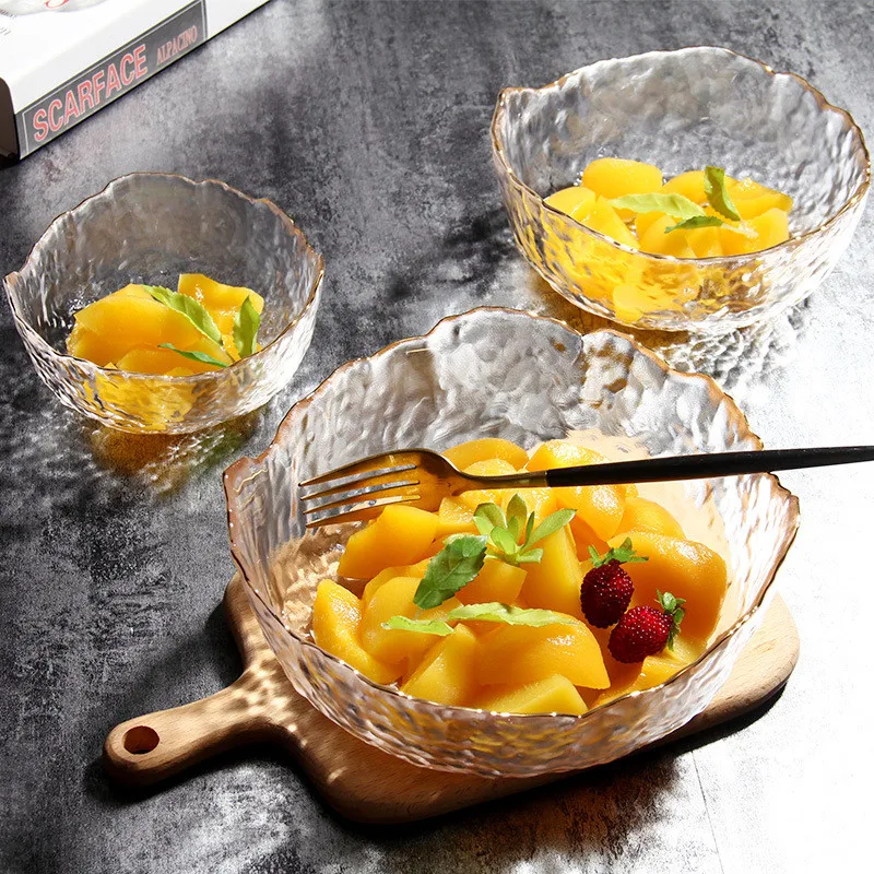 JO LIFE Хрустальная миска с несимметричной золотой инкрустацией блюдо для хранения