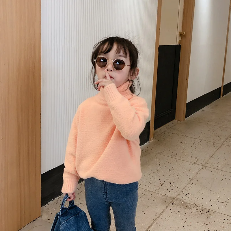 Новинка 2019 года зимние свитера для девочек детская однотонная шерстяная нижняя