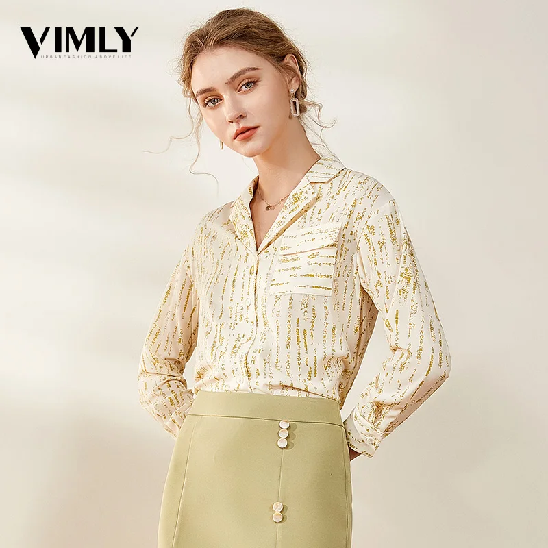 Vimly элегантные женские шифоновые блузки с принтом офисные рубашки длинным