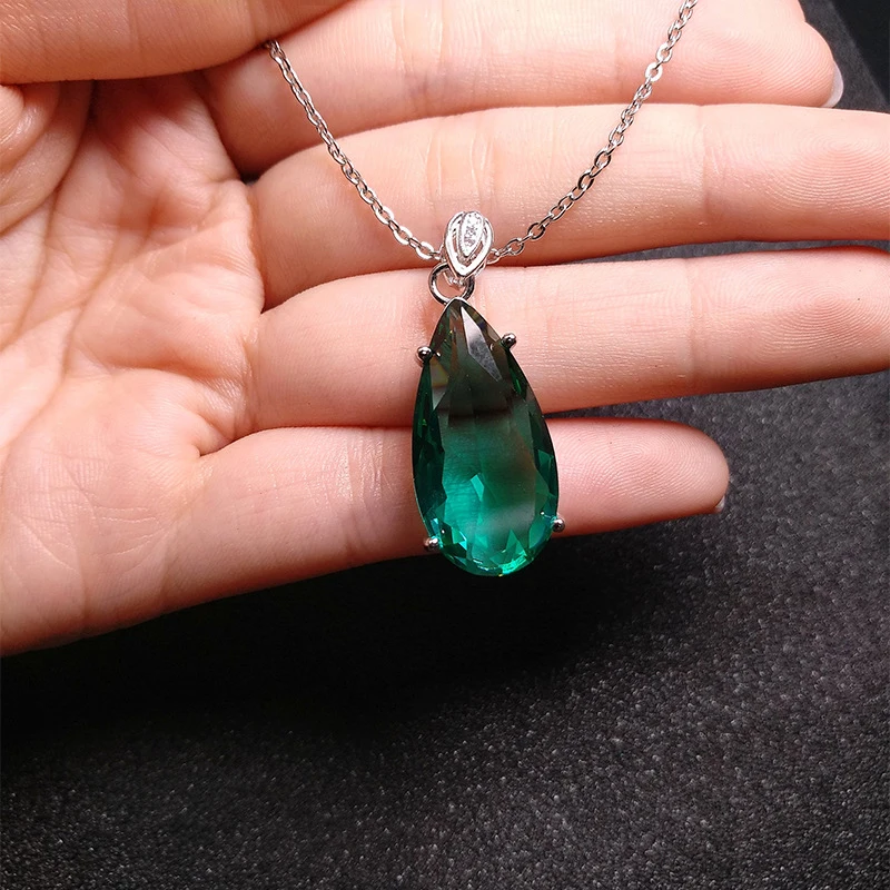

Fashion Necklace 925 Silver Jewelry Water Drop Shape Zircon Gemstone Pendant Accessories for Women Wedding Party Gift Ornaments