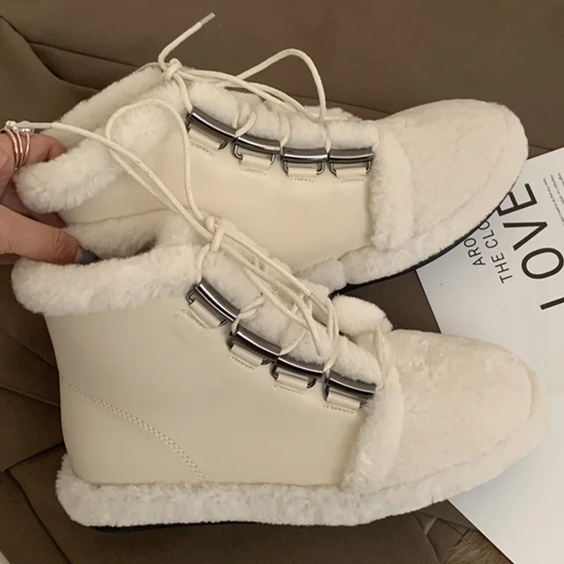 

Женские короткие ботинки челси, на меху, Повседневная Уличная обувь, обувь с перекрестной шнуровкой, для зимы, 2021