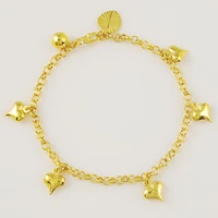 heart link chain bracelet lovely charm18k gold simple fashion womens girls bracelet gift 18cm