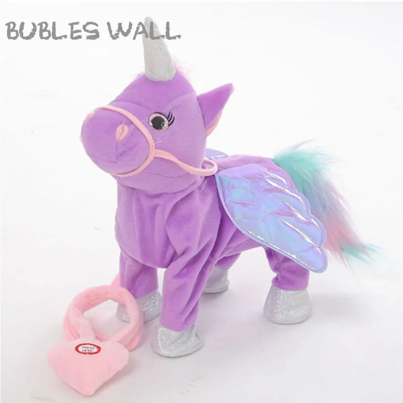 Bubles Wall 35 см электрическая ходьба Единорог плюшевая игрушка чучело животное