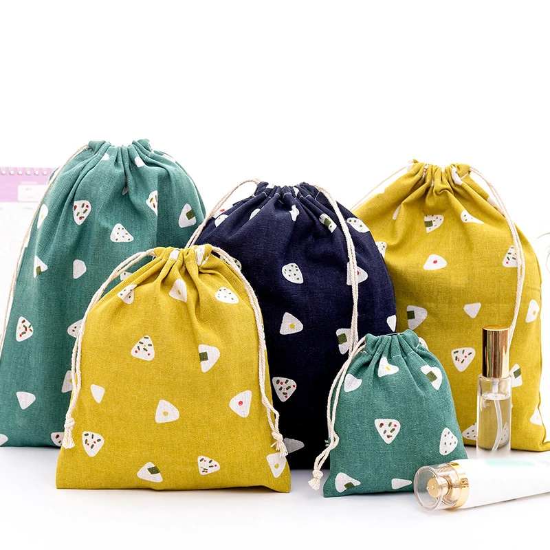 

Eco Reusable Casual Linen Rice Ball Drawstring Shopping Bag Folding Grocery Pouch Travel Storage Underwear Pouch Xms Gift Bag