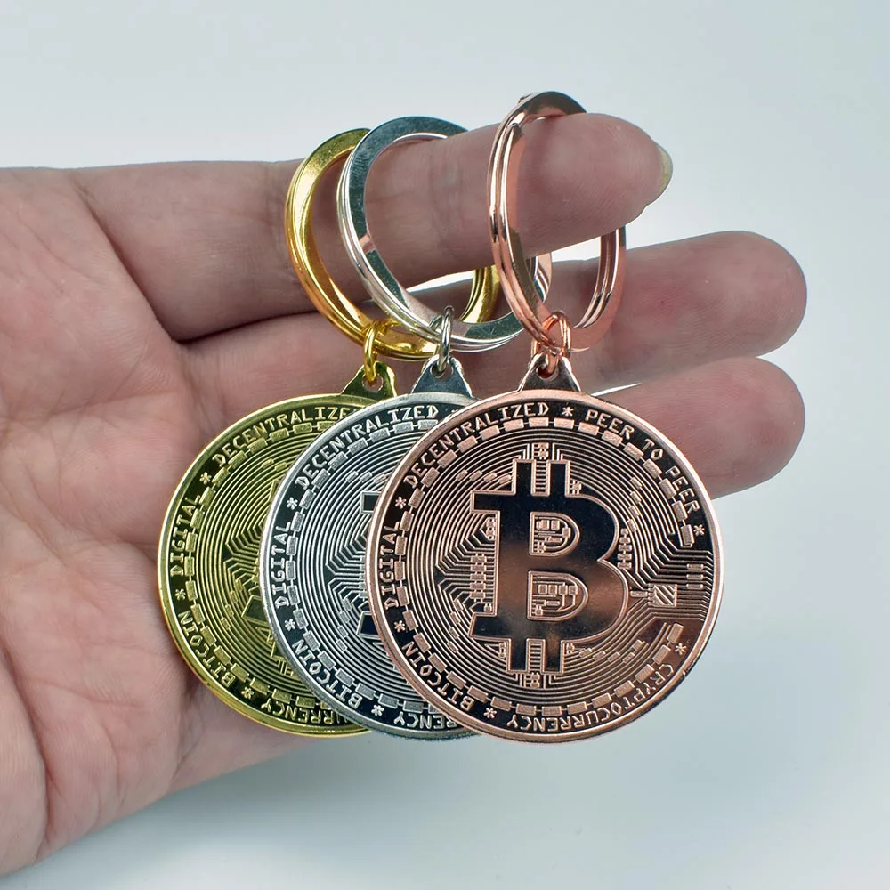 Биткойн-брелок позолоченный Биткоин монета брелок Коллекционная физическая