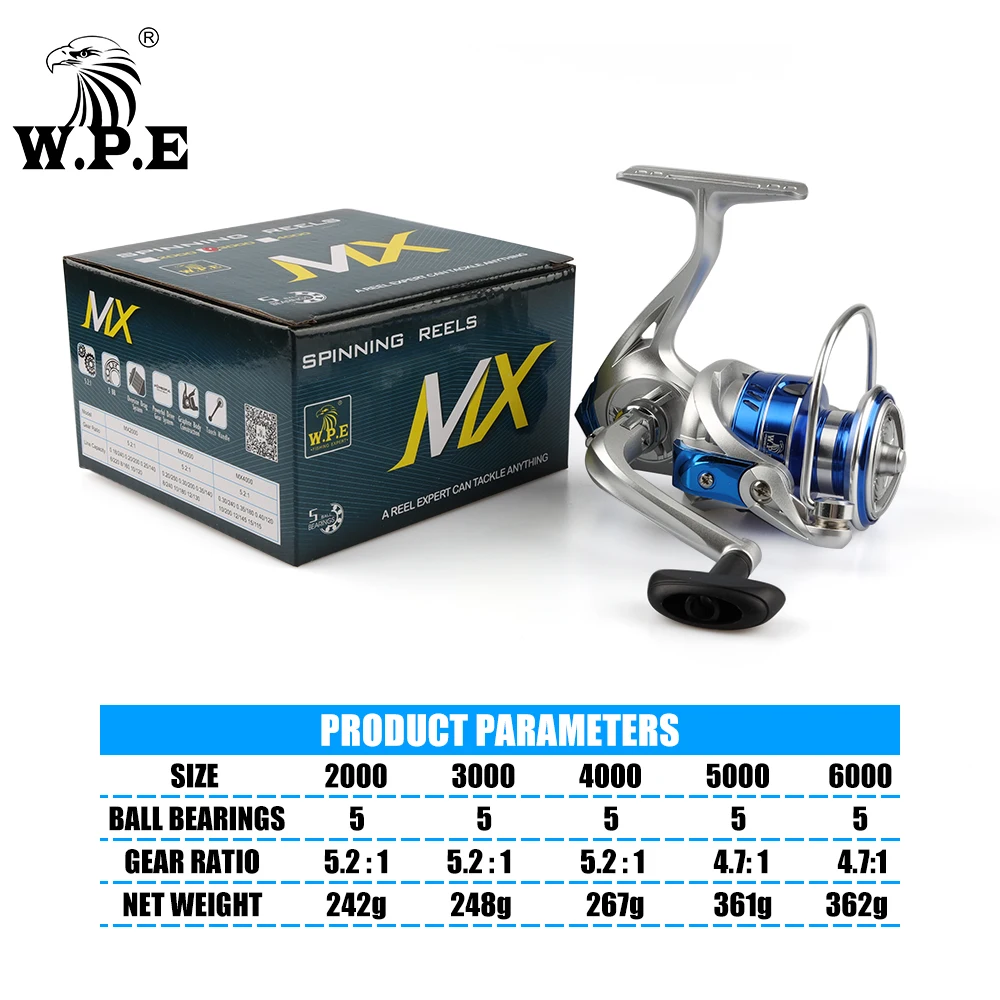 W.P.E MX 2000-6000 рыболовная Катушка 5 2: 1 4 7: высокоскоростная спиннинговая катушка BBs