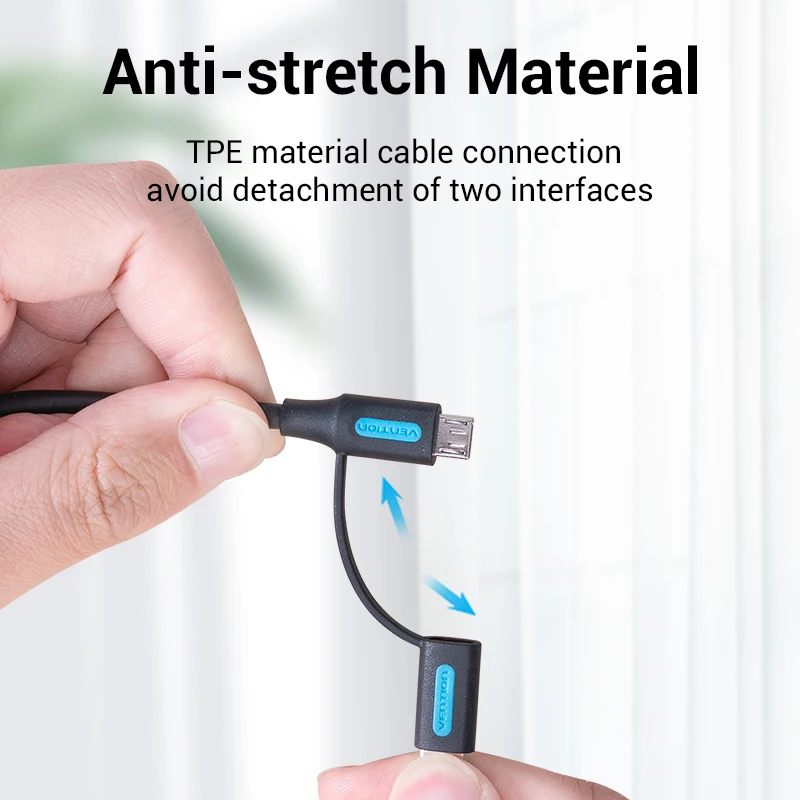 Vention USB Type C кабель для Redmi note 8 2 в 1 быстрая зарядка Micro Samsung Galaxy Note S10 мобильный
