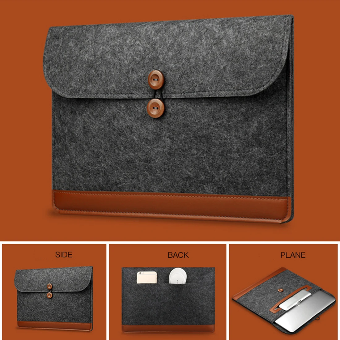 Wool Felt Laptop Sleeve Bag For Macbook Air Pro Retina 11 12 13 15 Inch Notebook String Handbag Cover Case for Macbook Touch Bar