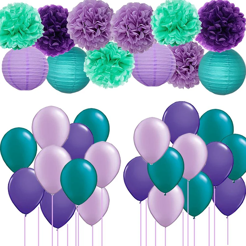 Вечерние принадлежности Русалочки с днем рождения баннер флаг бумага цветок шар