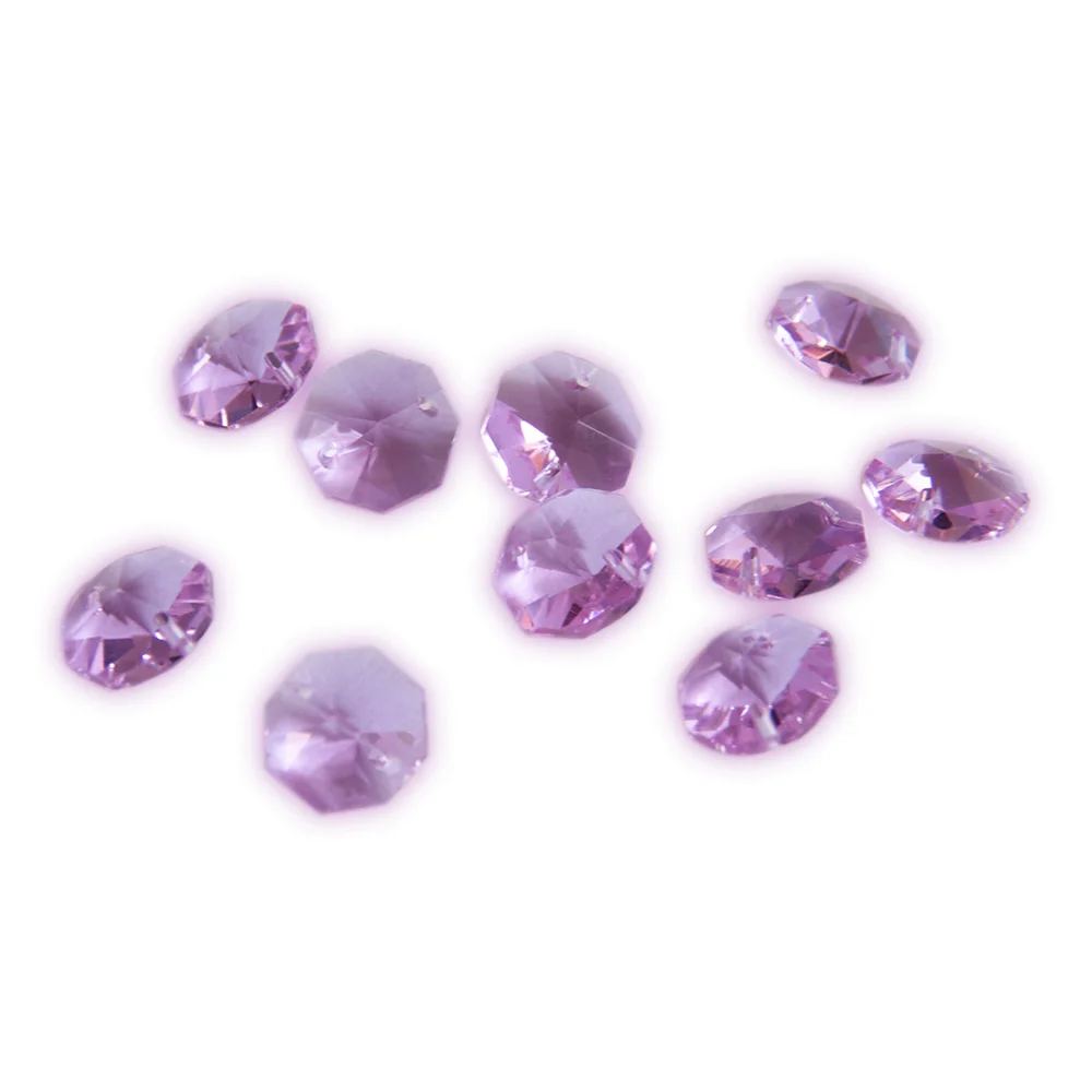 14 мм сиреневое отверстие/2 отверстия Хрустальные стеклянные призмы